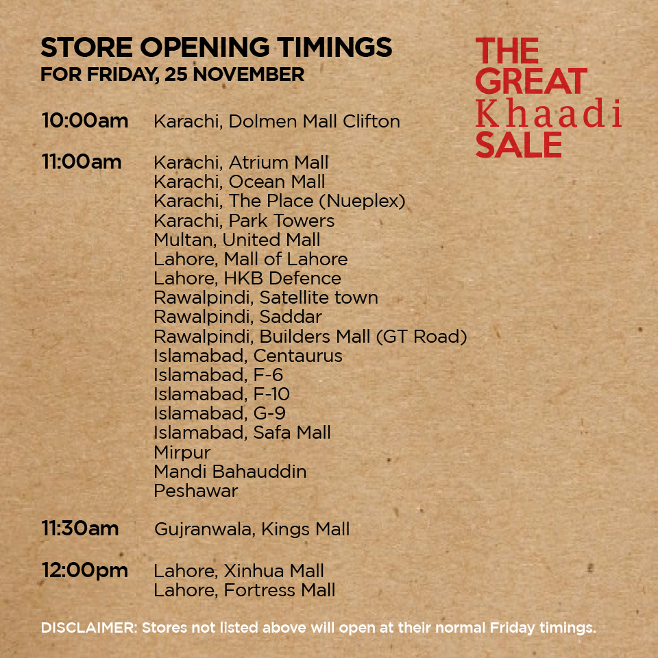 The GREAT KHAADI SALE Upto 50 OFF 25 to 26 November 2016! What's On Sale